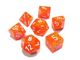Chessex Translucent 7-Die Set Orange w/White CHX23073