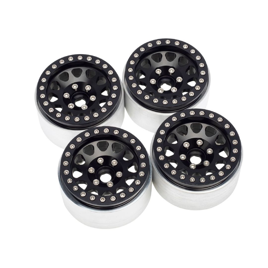 Hobby Details 1.9" Aluminum Triangle-Round Beadlock Crawler Wheels - Assorted Colours HDTCW03014, Colour: Black HDTCW03014A