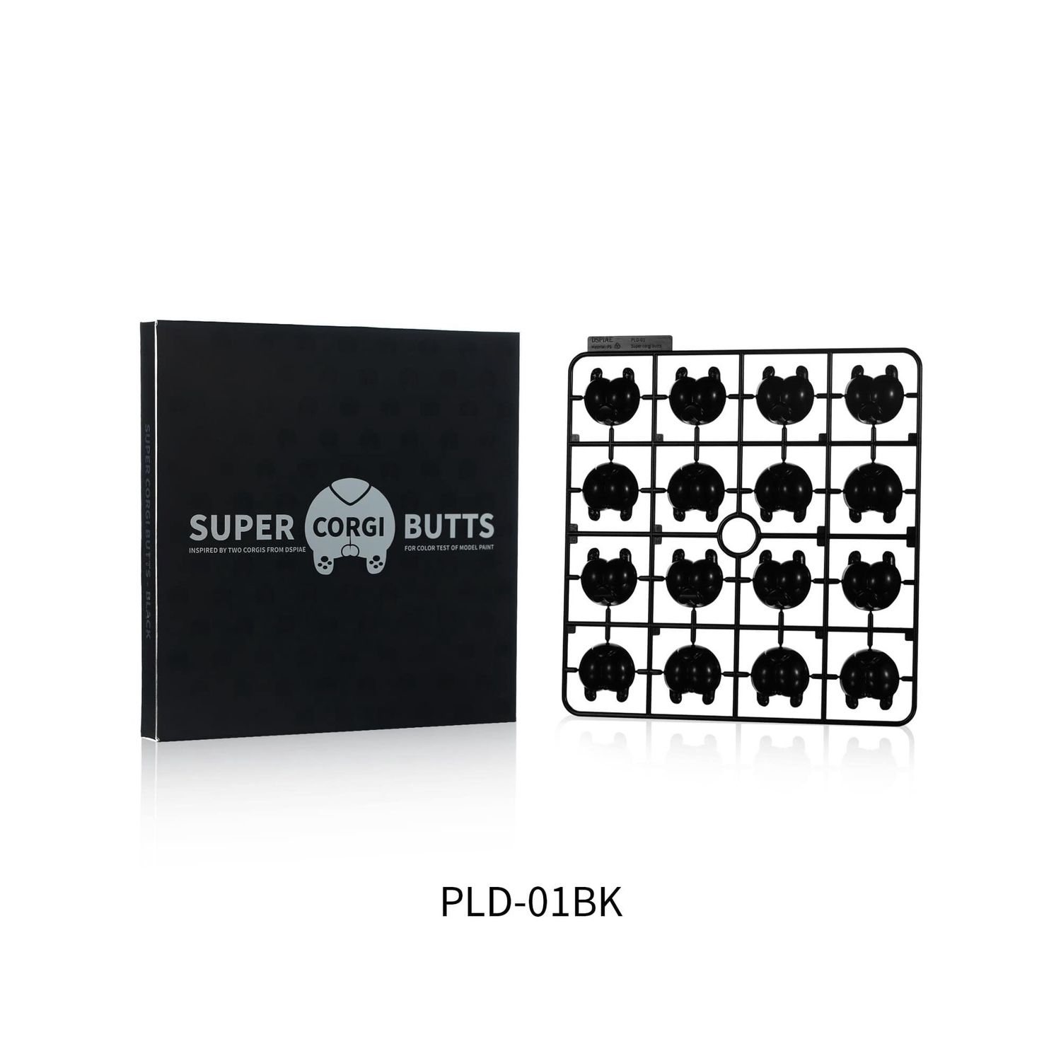 DSPIAE Airbrush Paint Testing Pieces - Super Corgi Butts Assorted Colours, Colour: Black DSP-PLD-01BK