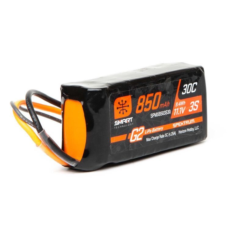 Spektrum RC 3S Smart G2 LiPo 30C Battery Pack (11.1V/850mAh) w/IC2 Connector - SPMX8503S30