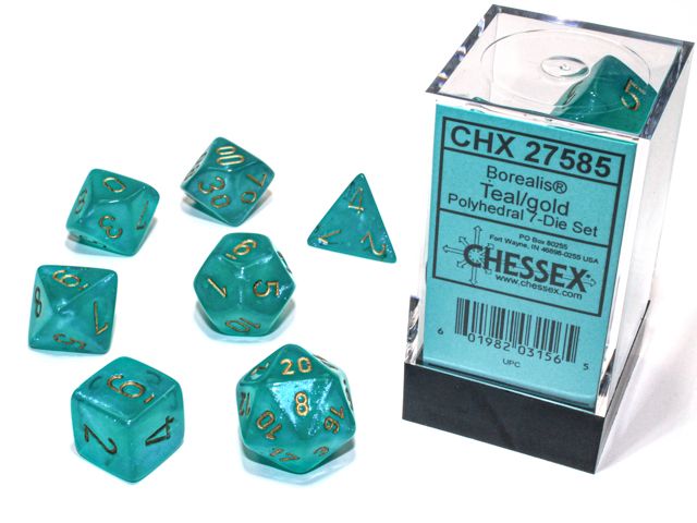 Chessex Borealis 7-Die Set Teal/Gold Luminary CHX27585