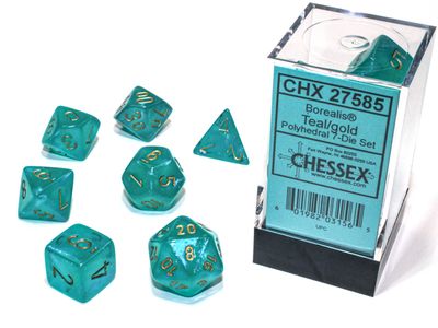 Chessex Borealis 7-Die Set Teal/Gold Luminary CHX27585