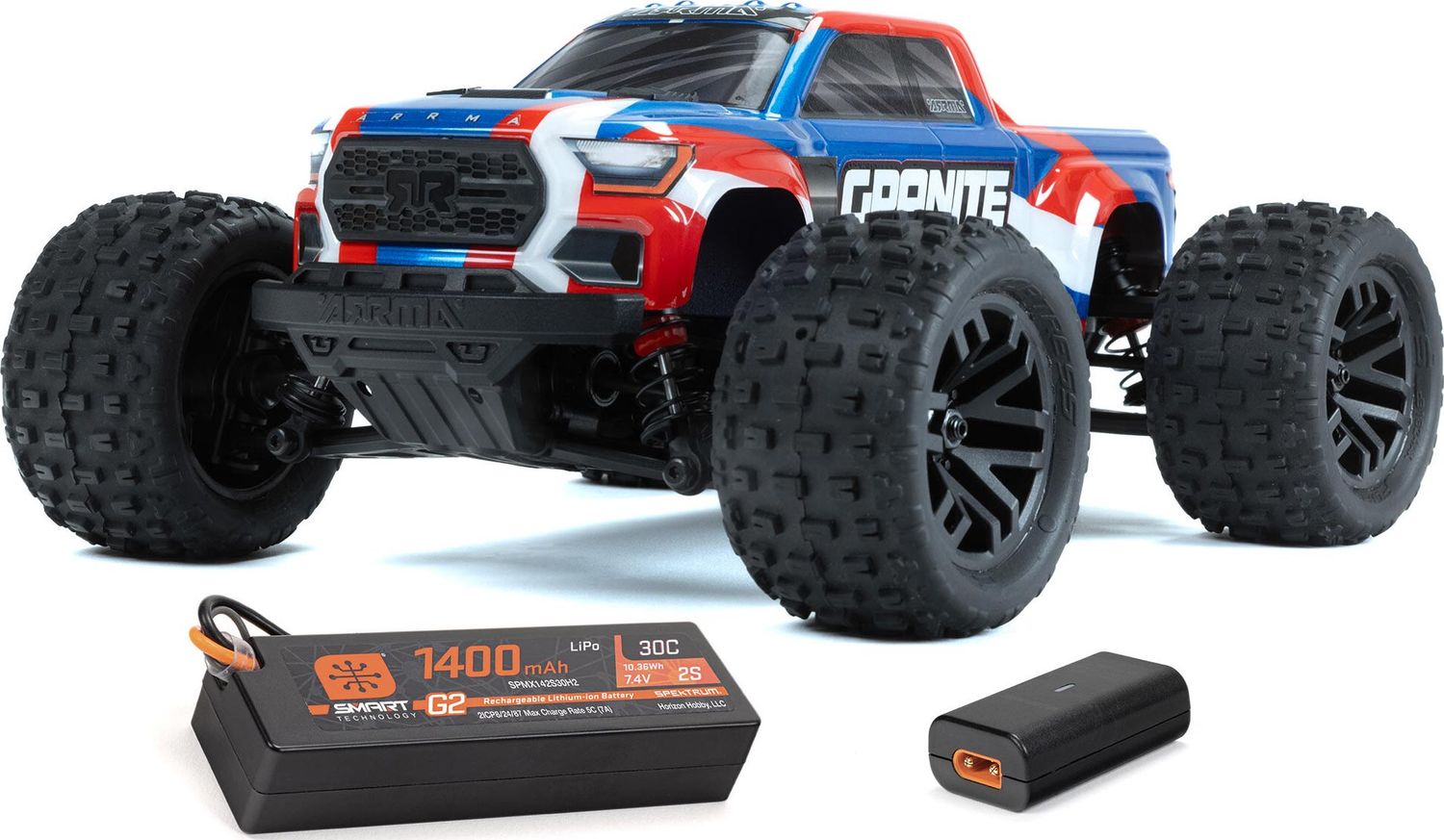 Arrma 1/18 4WD Monster Truck RTR Brushed Granite Grom Mega 4WD 380 - Assorted Colours ARA2102, Colour: Blue ARA2102T1