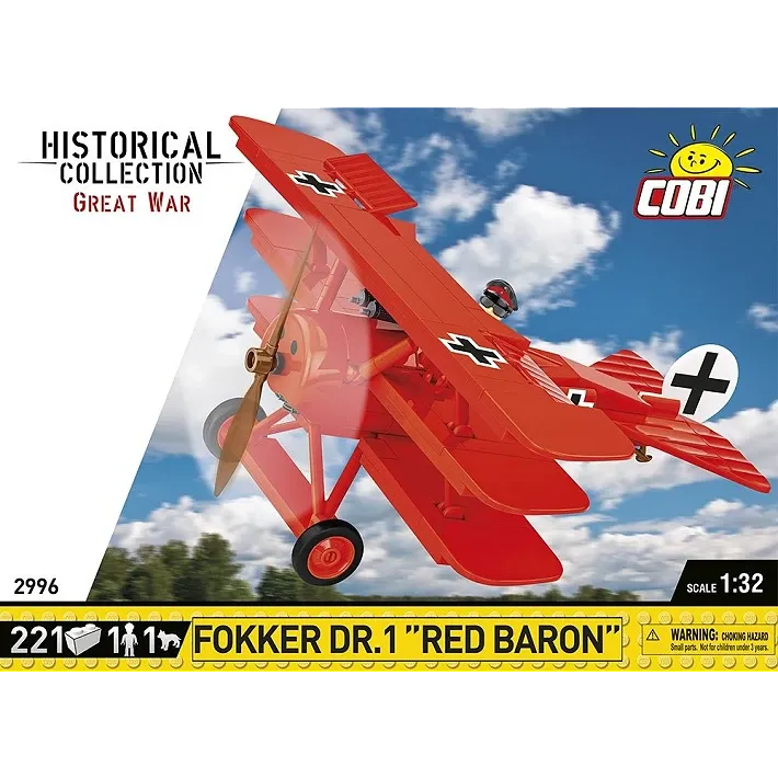 Cobi Historical Collection Great War: 2996 Fokker Dr.1 Red Baron 1/32 221 PCS