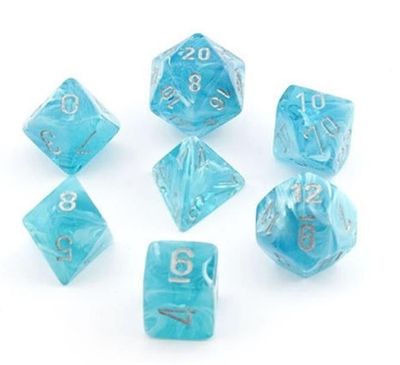 Chessex Cirrus 7-Die Set Aqua/Silver CHX27465