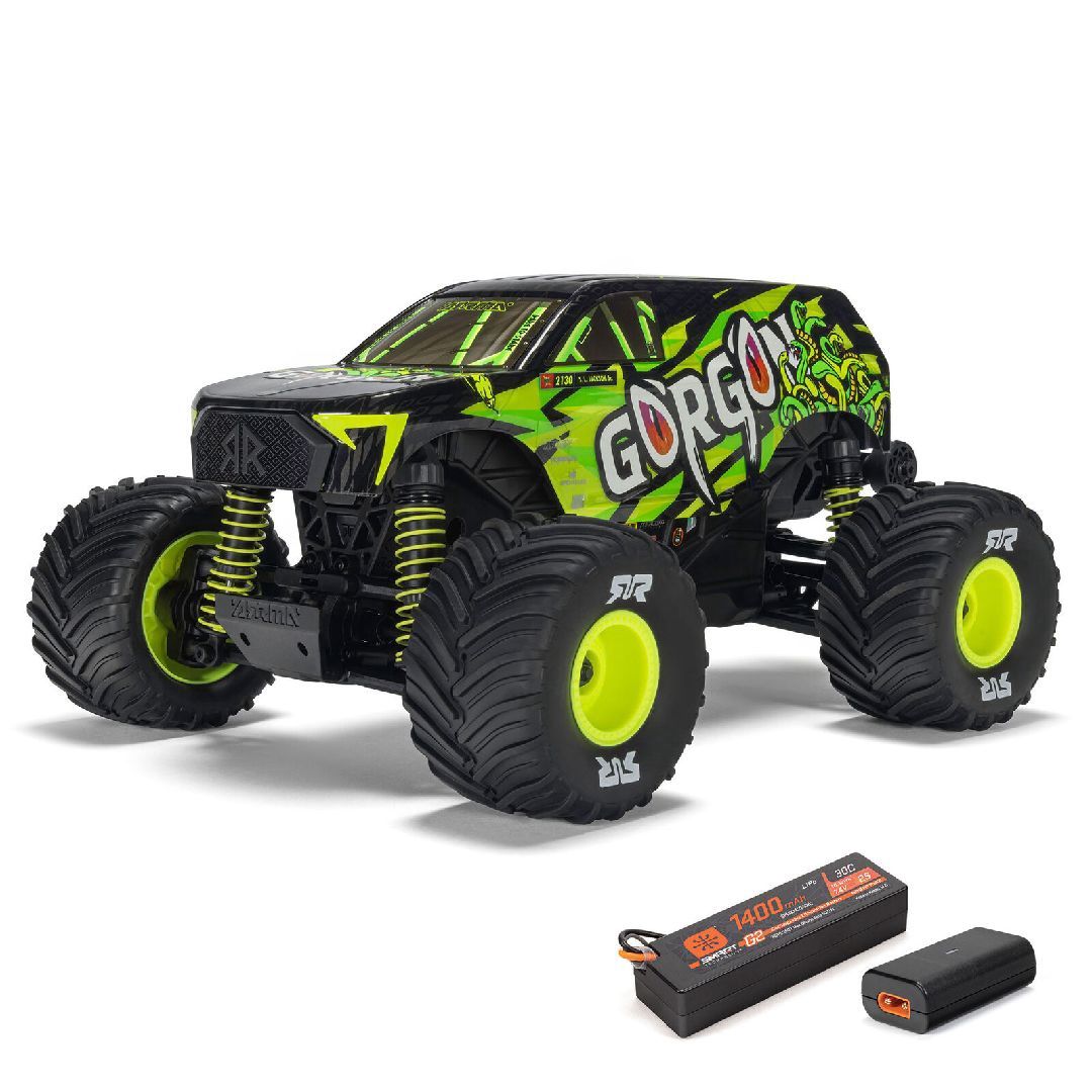 Arrma Gorgon Grom 4x4 1/16 RTR Brushed Monster Truck w/SLT2 2.4GHz Radio, Battery &amp; Charger - Assorted Colours ARA2130, Colour: Yellow ARA2130T1