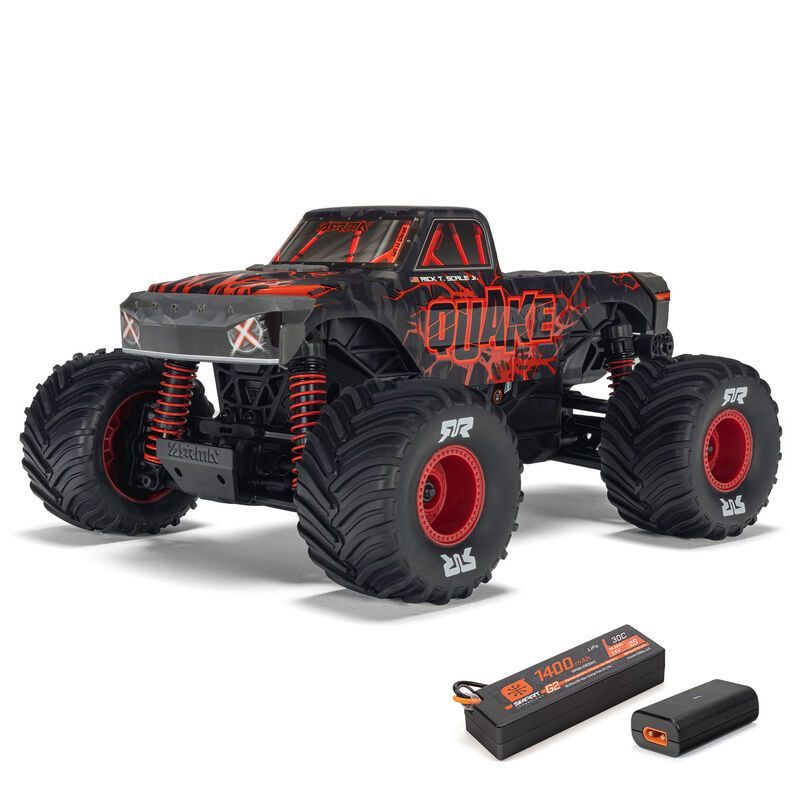 Arrma Quake Grom 4x4 1/16 RTR Brushed Monster Truck w/SLT2 2.4GHz Radio, Battery &amp; Charger - Assorted Colours ARA2137, Colour: Red ARA2137T1
