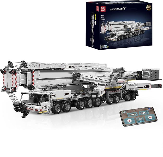 Mould King 17007 Crane Construction Set White LTM 11200 Crane Truck Model with App &amp; Remote Control