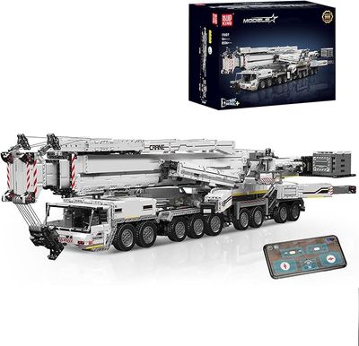 Mould King 17007 Crane Construction Set White LTM 11200 Crane Truck Model with App &amp; Remote Control