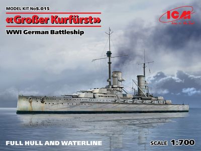 GroBer Kurfurst (full hull &amp; waterline), WWI German Battleship 1/700 #S.015 by ICM