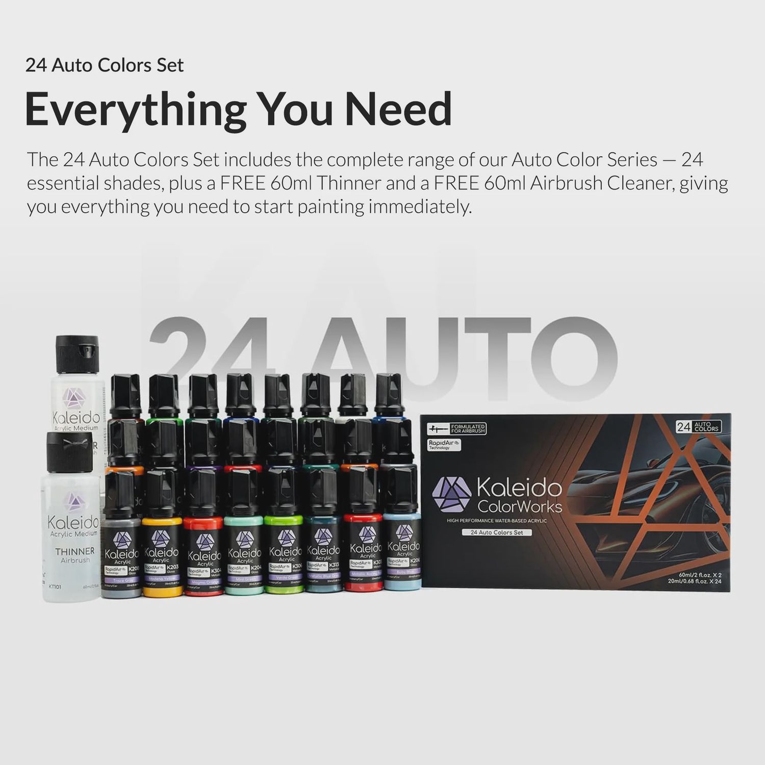 Kaleido ColorWorks Acrylic Paint Set of 24 - Auto Colours