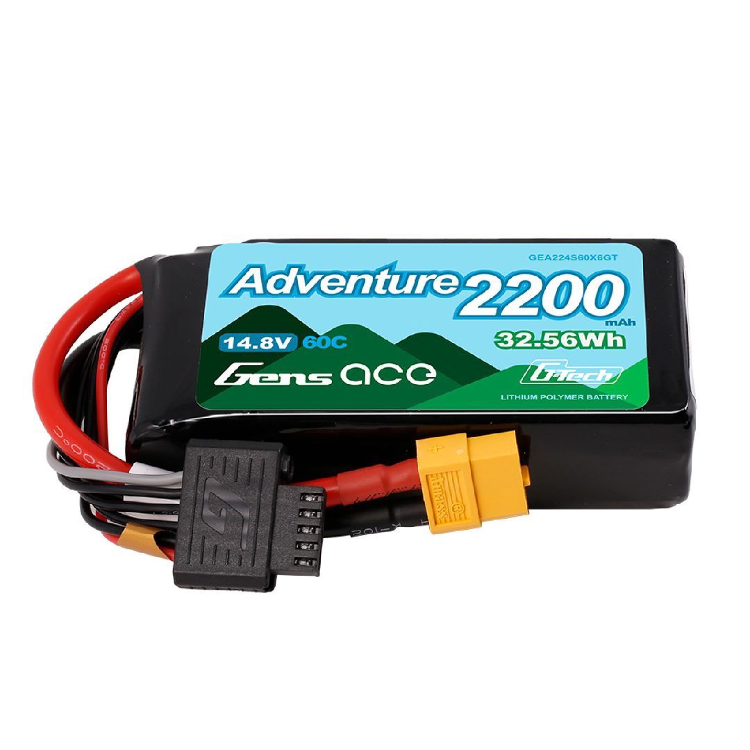 Gens Ace 4S 60C G-Tech Adventure LiPo Battery (14.8V/2200mAh) w/XT60 Connector - GEA224S60X6GT