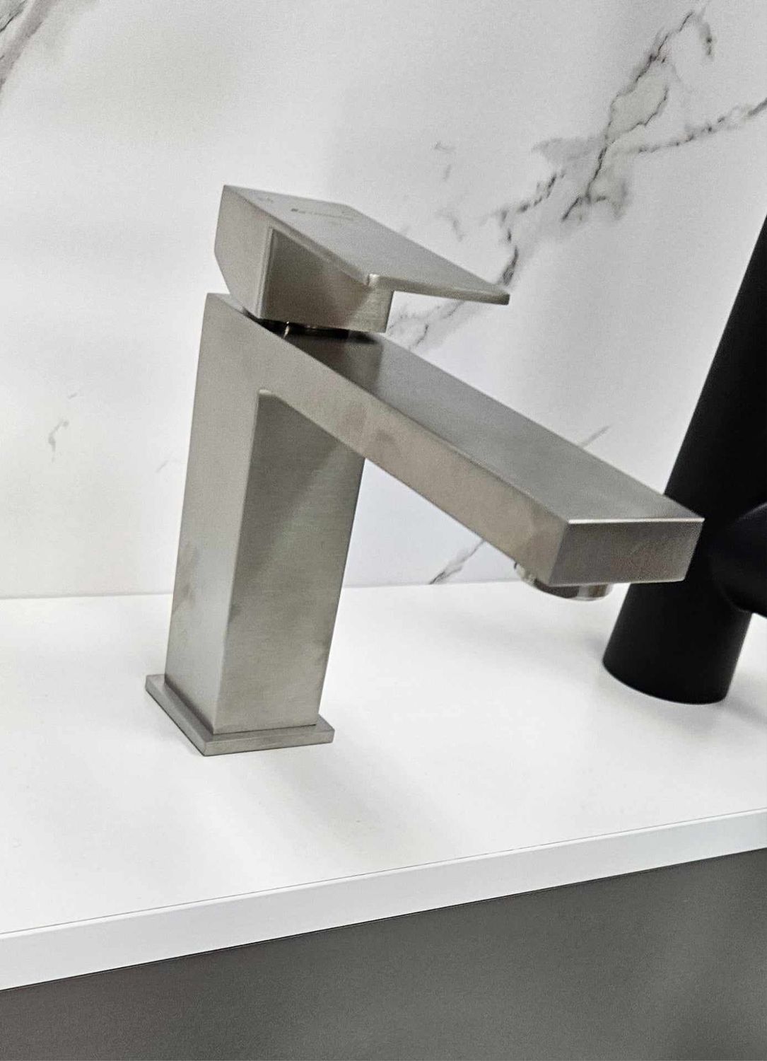 Litrohub SQ180 Brushed Nickle/Satin Bathroom Faucet – Single Hole, Modern Design