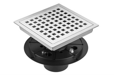 6" SQUARE BRUSHED NICKLE SHOWR DRAIN WITH FLANGE