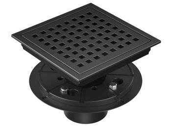 6" SQUARE BLACK SHOWER DRAIN WITH FLANGE