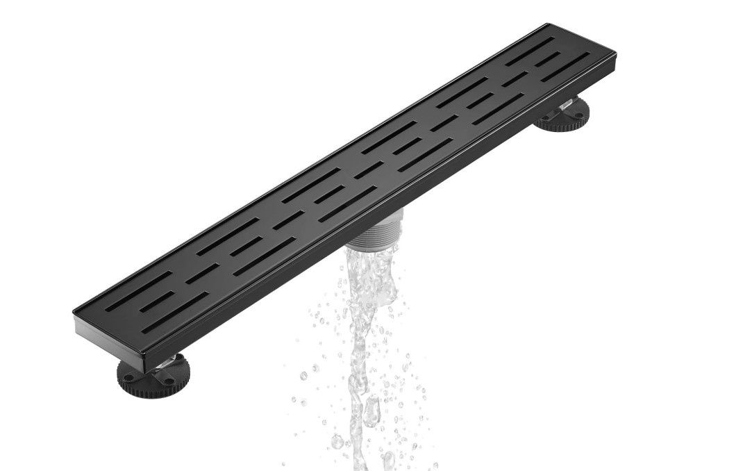 24&quot; SHOWER DRAIN BLACK DRAIN WITH FLANGE