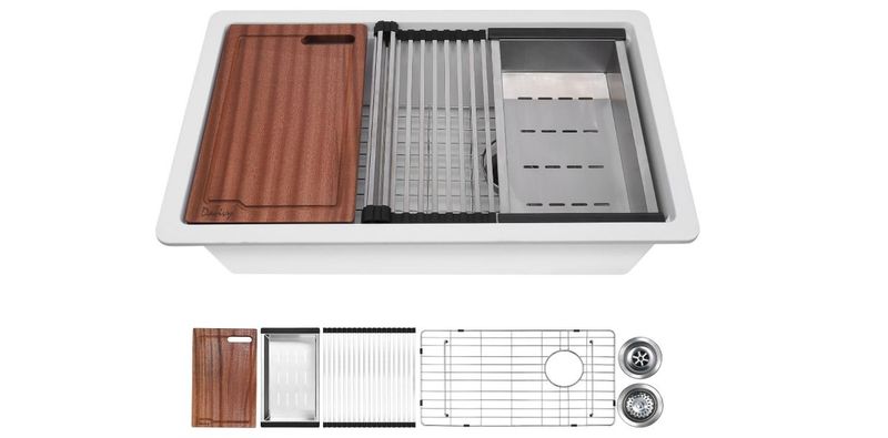 KITCHEN SINK 30&quot; SINGLE BOWL WITH WORK STATION