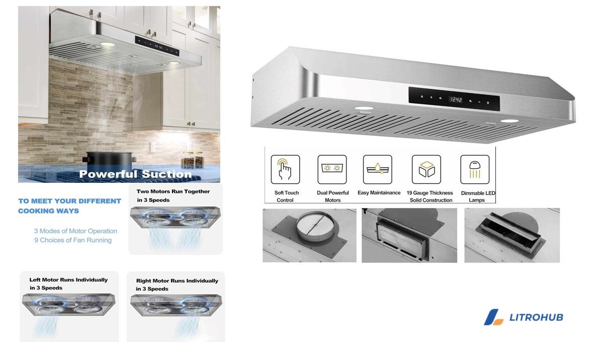 LITROHUB KITCHEN RANGE HOOD 900 CFM  (AAA-GT01RT)
