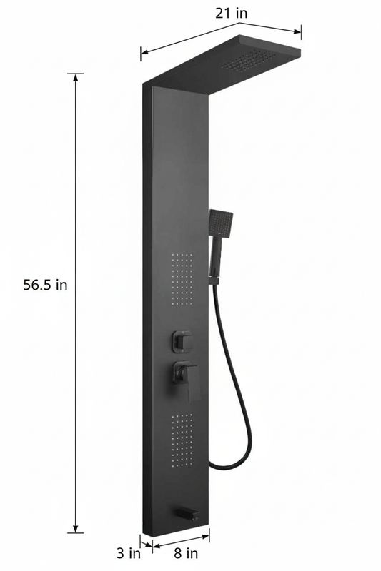 Litrohub Matt Black Wall-Mount Shower Panel System | Modern Bathroom Shower