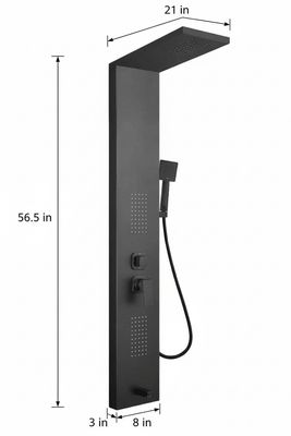 Litrohub Matt Black Wall-Mount Shower Panel System | Modern Bathroom Shower