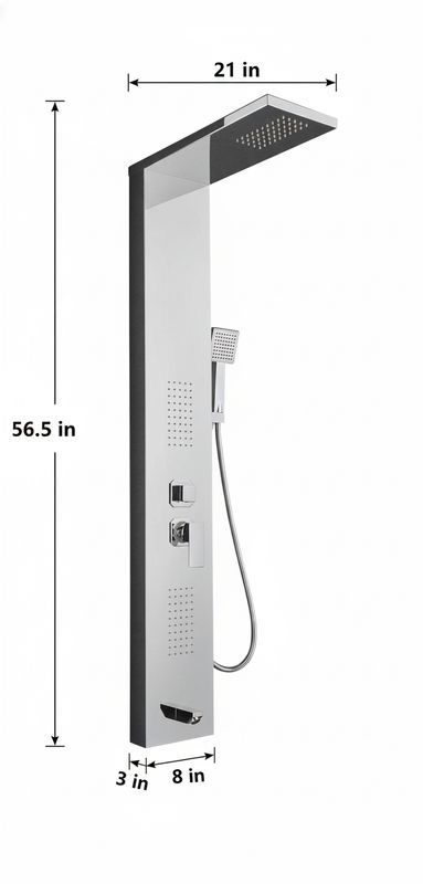 Litrohub Brushed Nickel Wall-Mount Shower Panel System | Modern Bathroom Shower