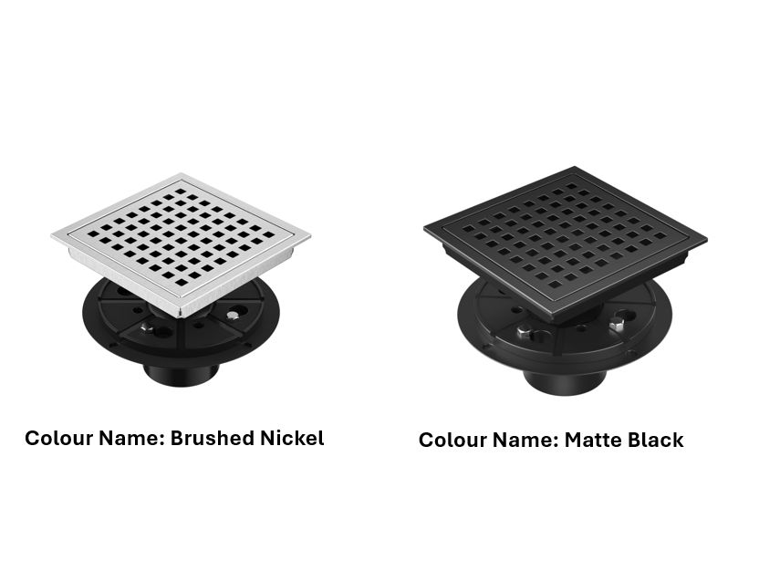 6" SQUARE BLACK SHOWER DRAIN WITH FLANGE