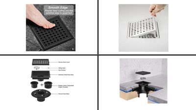 6&quot; SQUARE BLACK SHOWER DRAIN WITH FLANGE