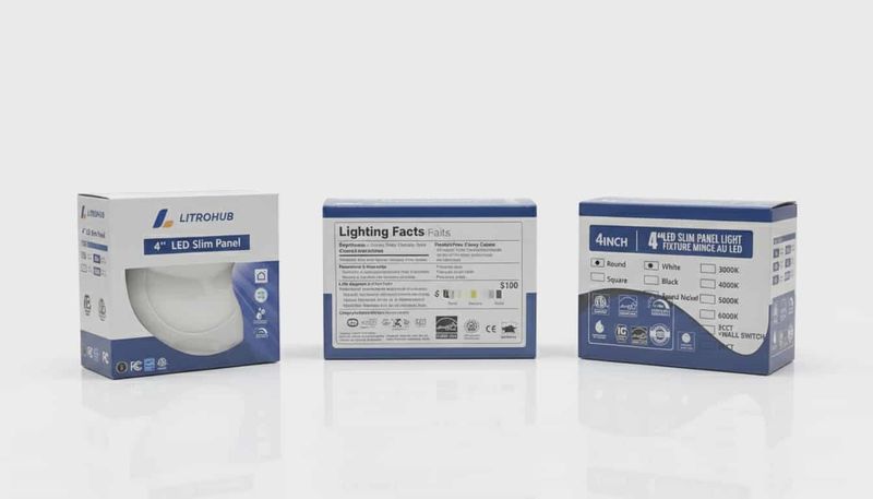 Litrohub Slim Panel Pot Light 4" 9W ES 5CCT / Round / White Trim