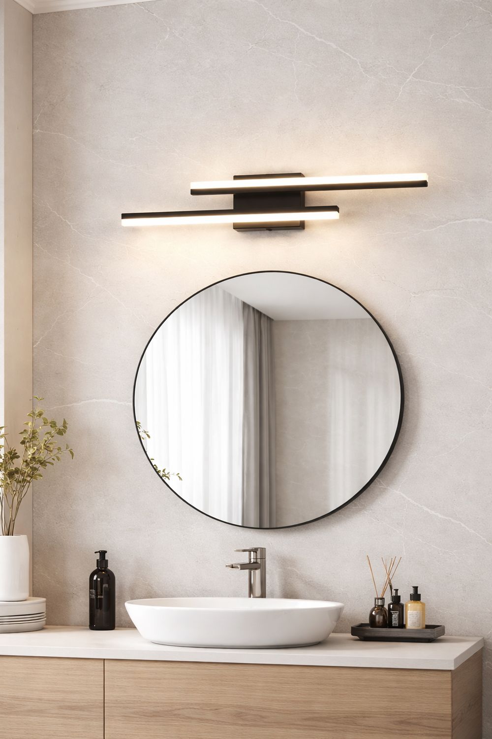 Litrohub V6 LED Vanity Light 24", 3CCT Selectable, Midnight Black Finish