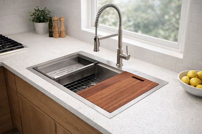 KITCHEN SINK 30" SINGLE BOWL WITH WORK STATION