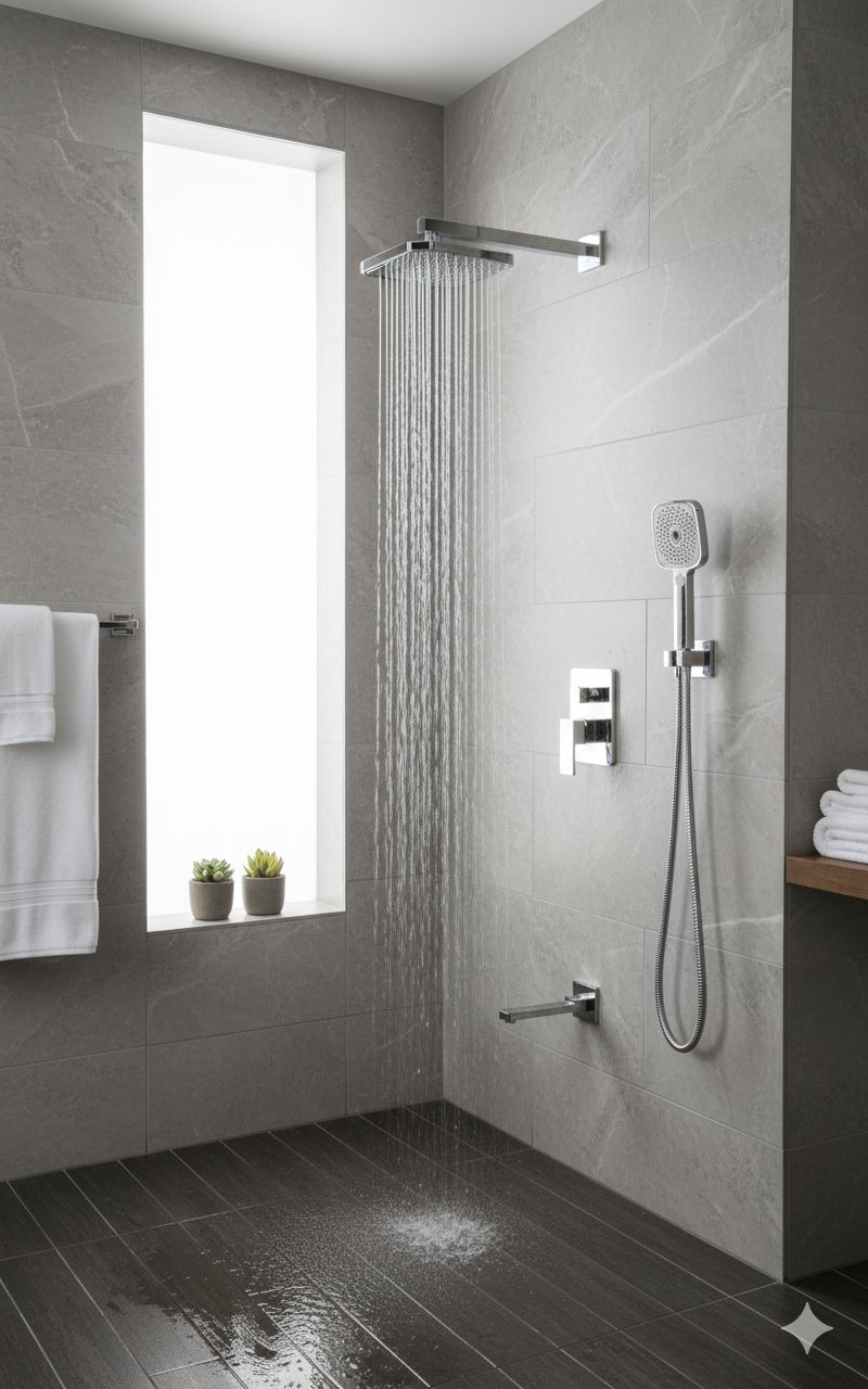 LitroHub Three-Way Shower System – Square Design, Brushed Nickel, cUPC Pressure Balance Valve (AZ3F-L)