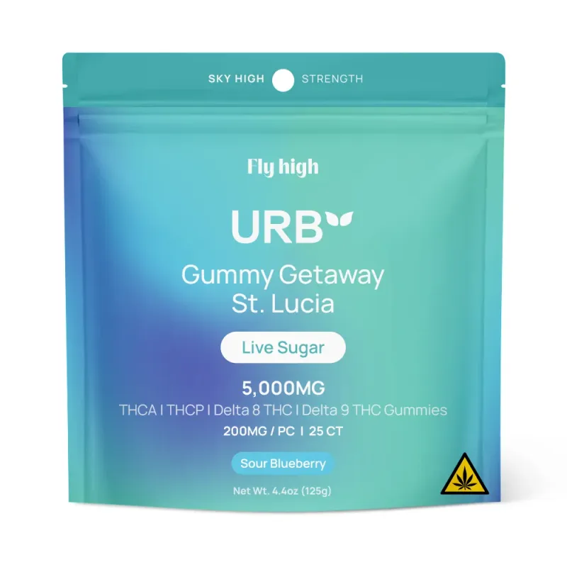 Urb Live Sugar Gummies, 5000mg, Sour Blueberry