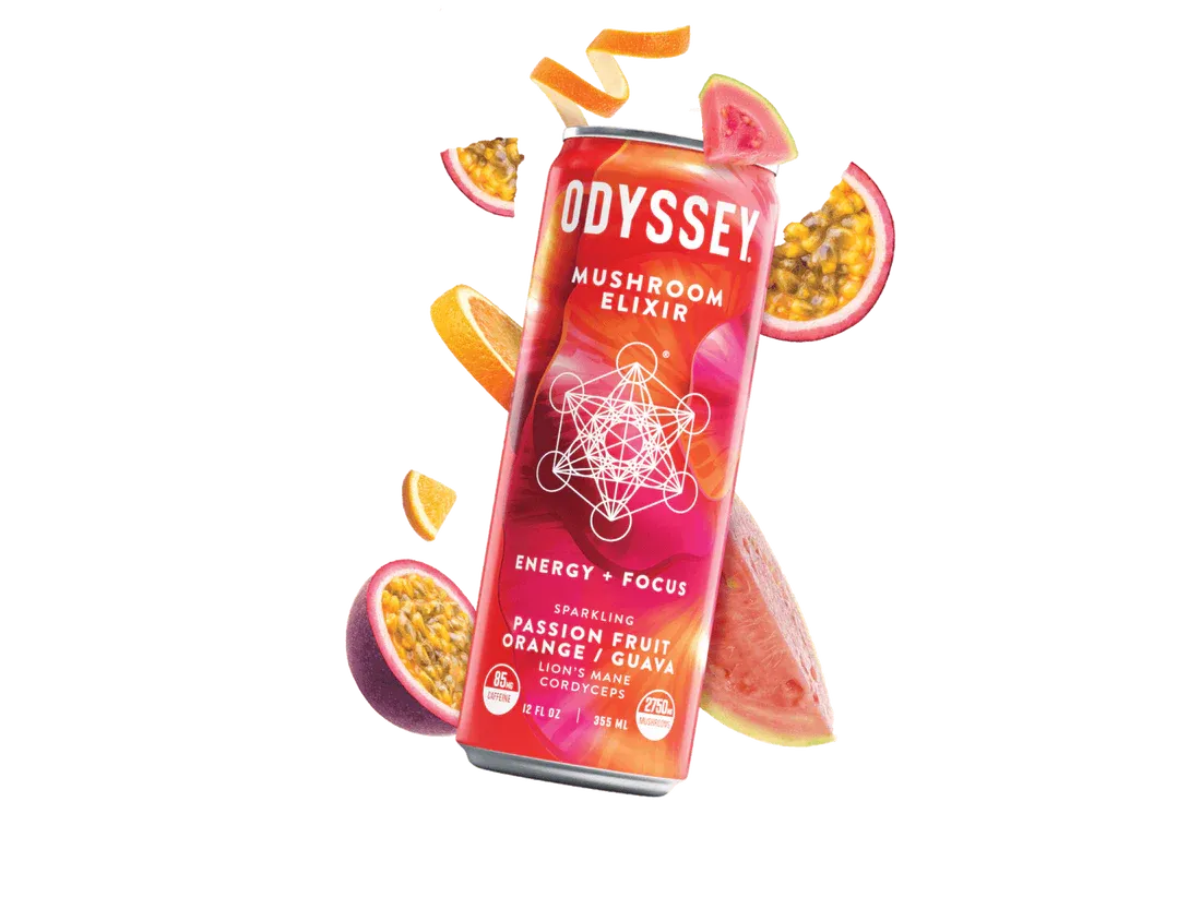 Odyssey Sparkling Mushroom Elixir, Type: Passionfruit Orange Guava (Single)