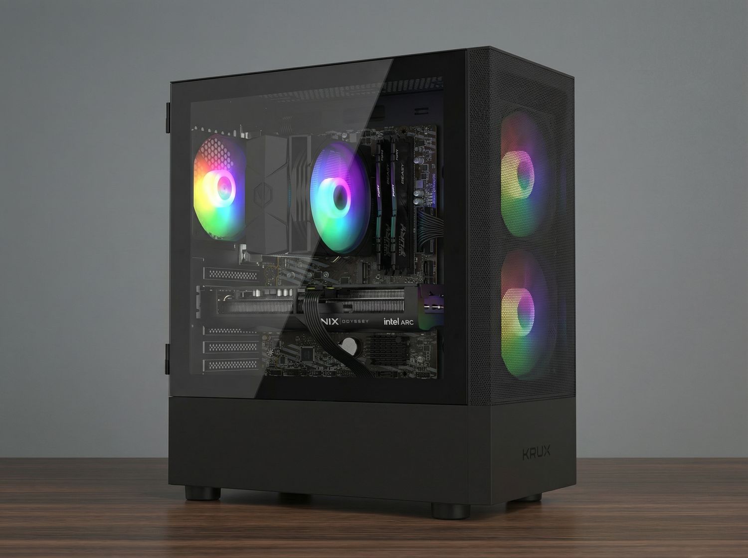 Ryzen 5 5500 / ARC B570 10 GB / 16 GB RAM / 512GB Dysk M.2 / Krux Vako / RGB