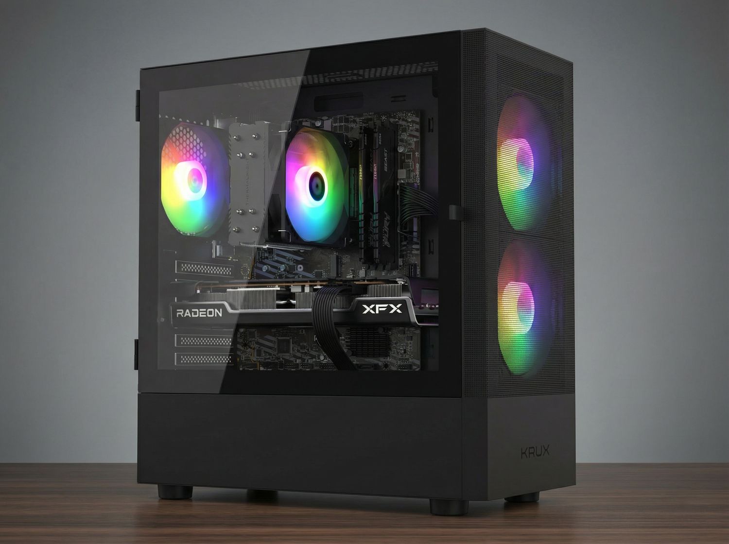 Ryzen 5 5600 / RX 7600 8GB / 16 GB RAM / 512GB Dysk M.2 / Krux Vako / RGB