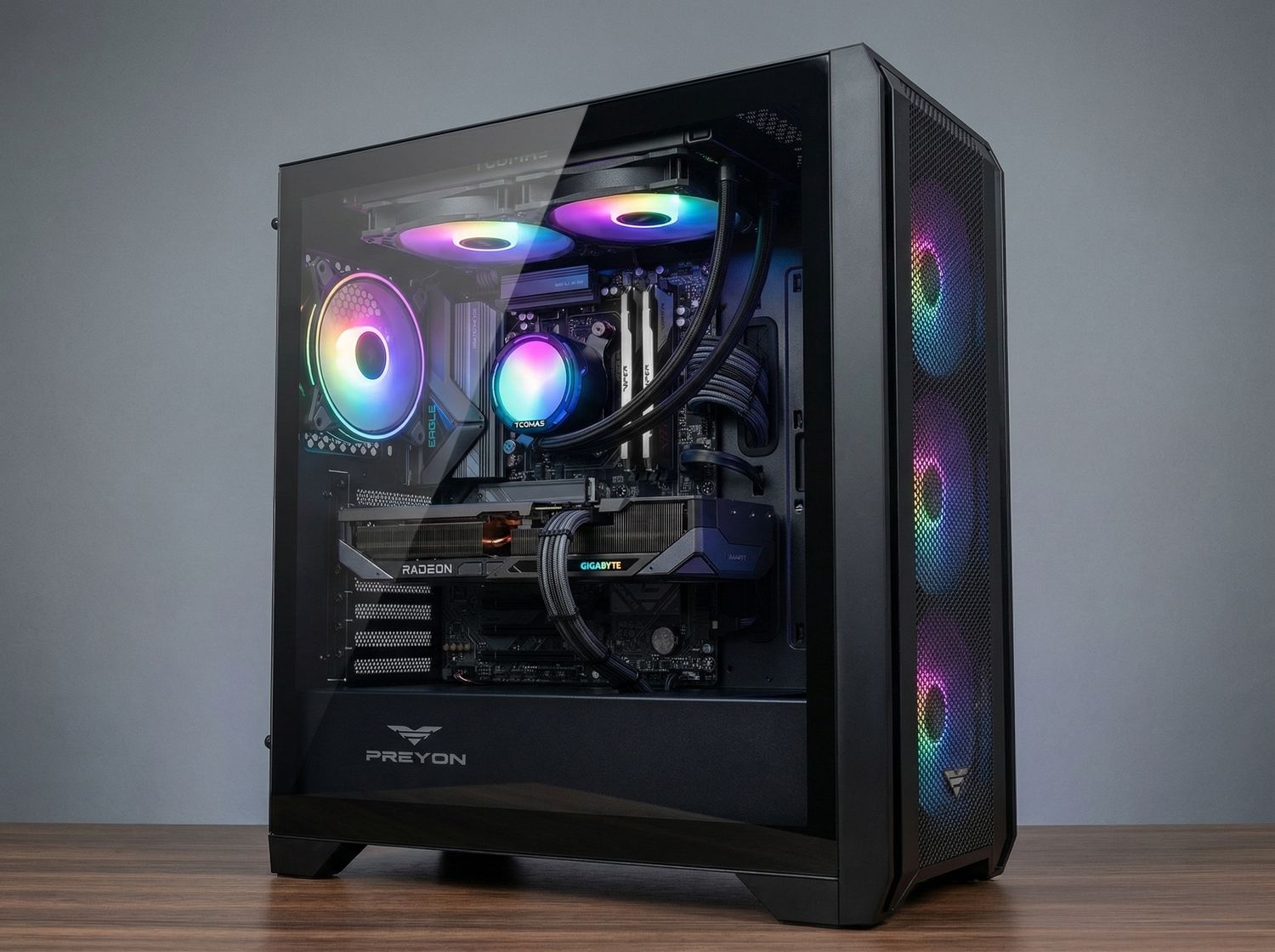 Ryzen 5 9600X / RX 9070 XT 16GB / 32 GB RAM / 2TB Dysk M.2 / PREYON Nest Windy+ / RGB