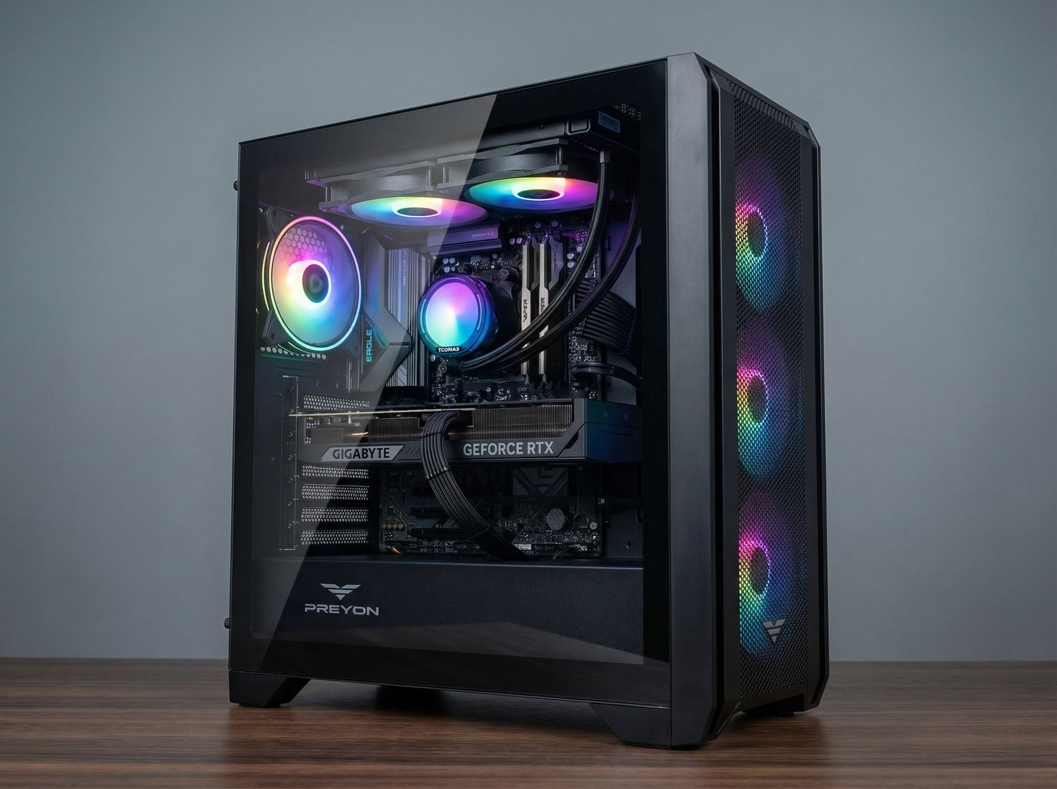 Ryzen 5 9600X / RTX 5070 Ti 16GB / 32 GB RAM / 2TB Dysk M.2 / PREYON Nest Windy+ / RGB