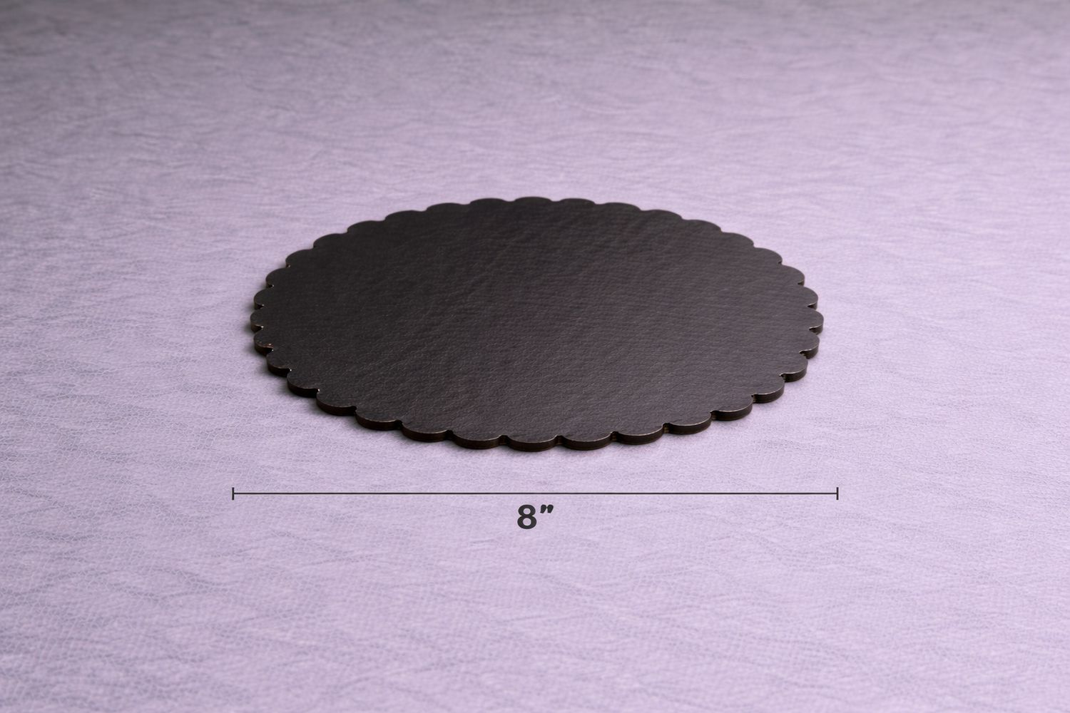 8" inch scalloped black cake board