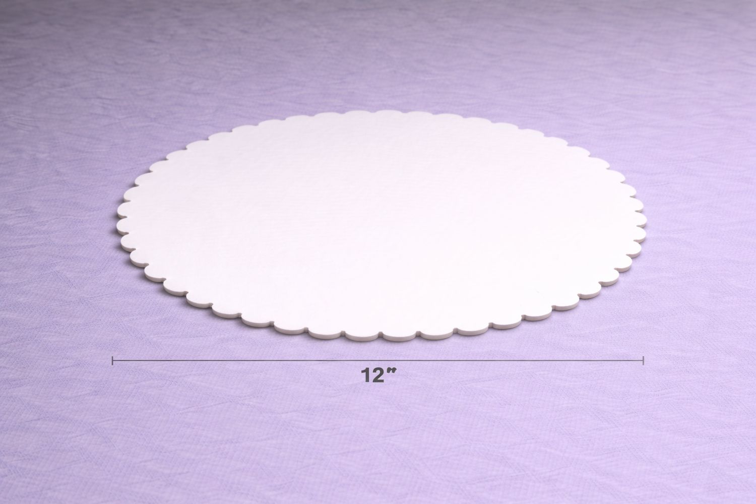 12-inch scalloped white cake board