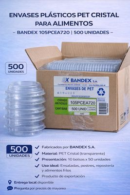 Clear PET Plastic Food Containers – BANDEX 105PCEA720 (500 Units)