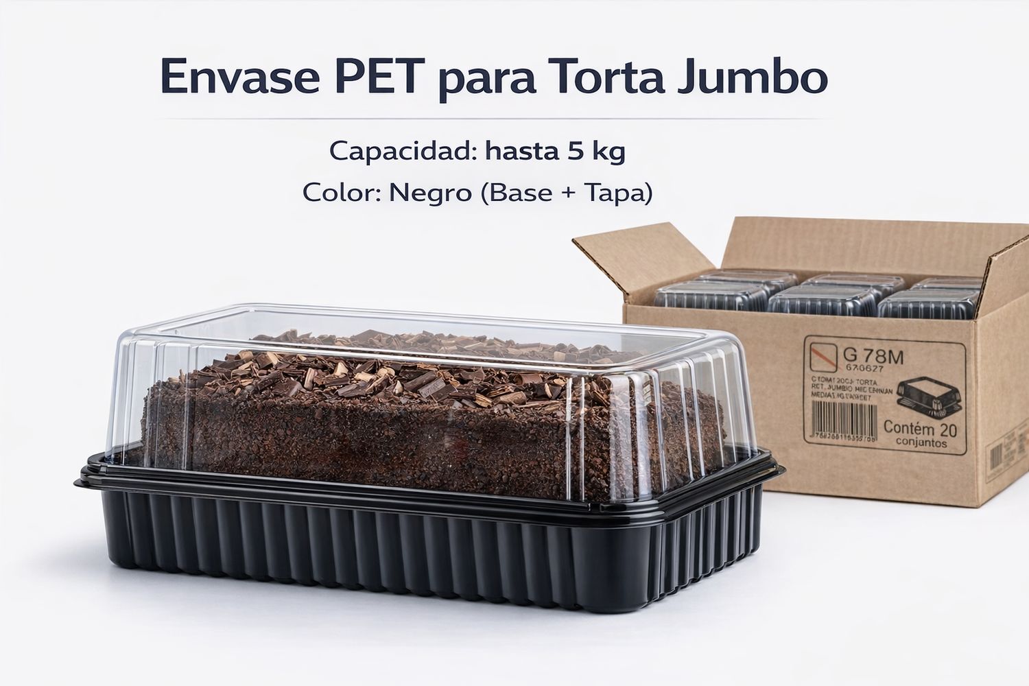 PET Jumbo Cake Container – Up to 5 kg Capacity (Black)