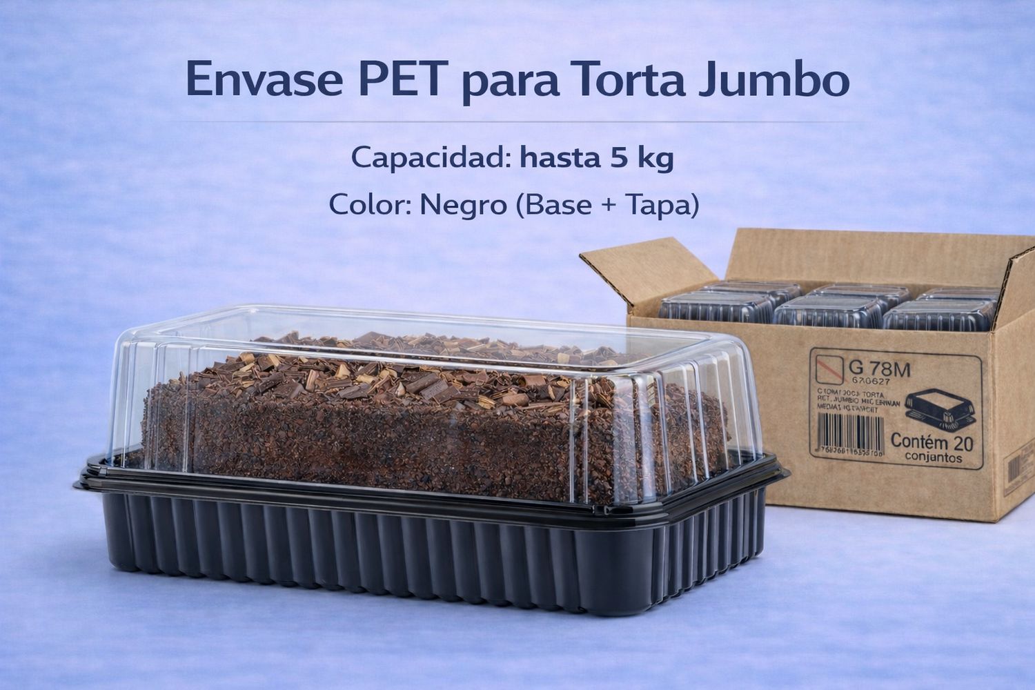 PET Jumbo Cake Container – Up to 5 kg Capacity (Black)