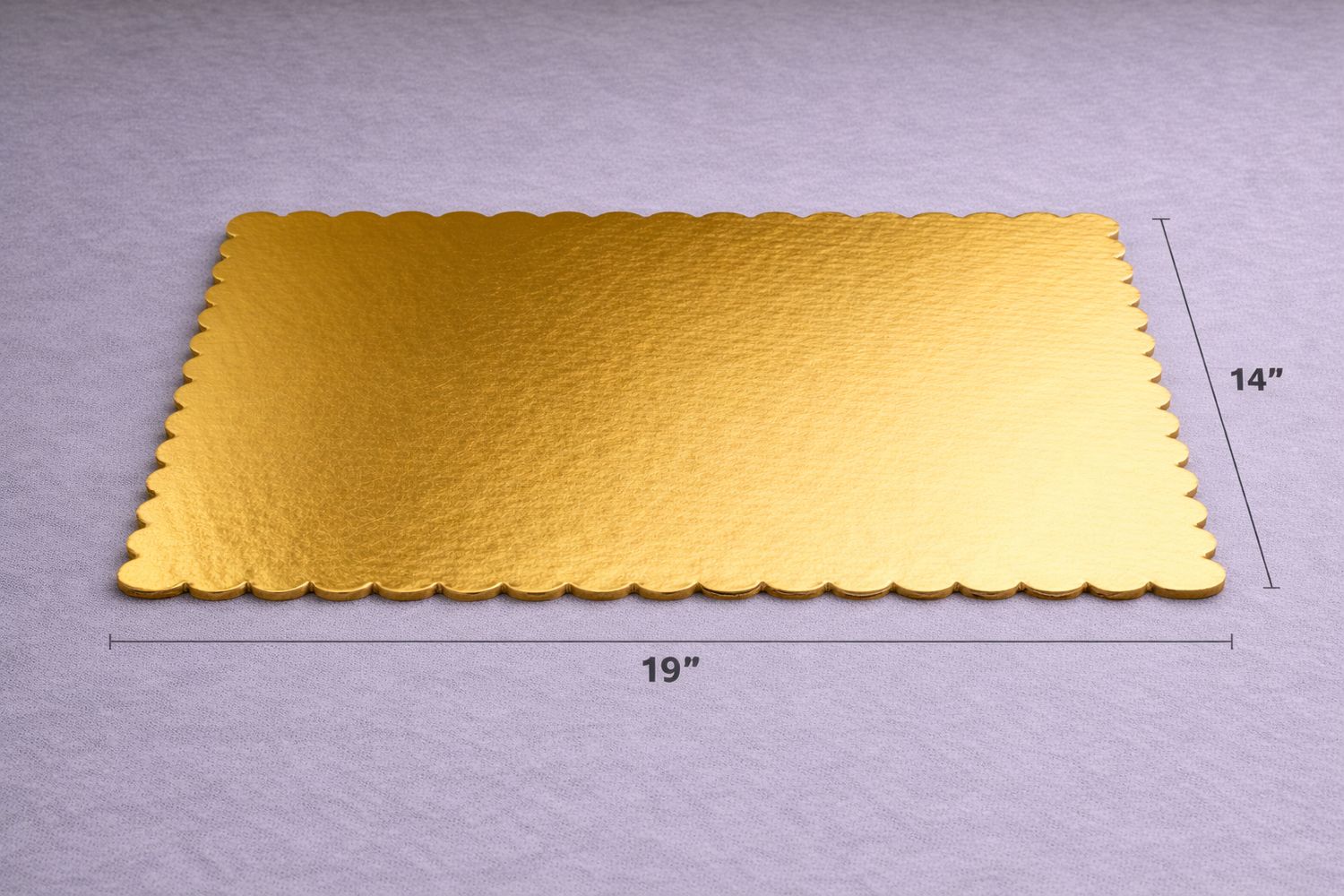 19x14" inch scalloped gold cake board