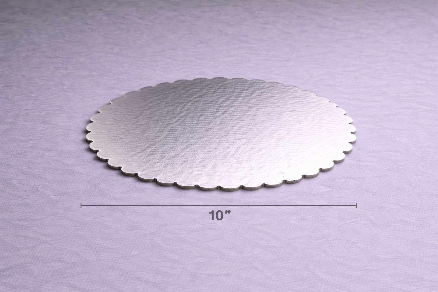 10-inch scalloped silver cake board