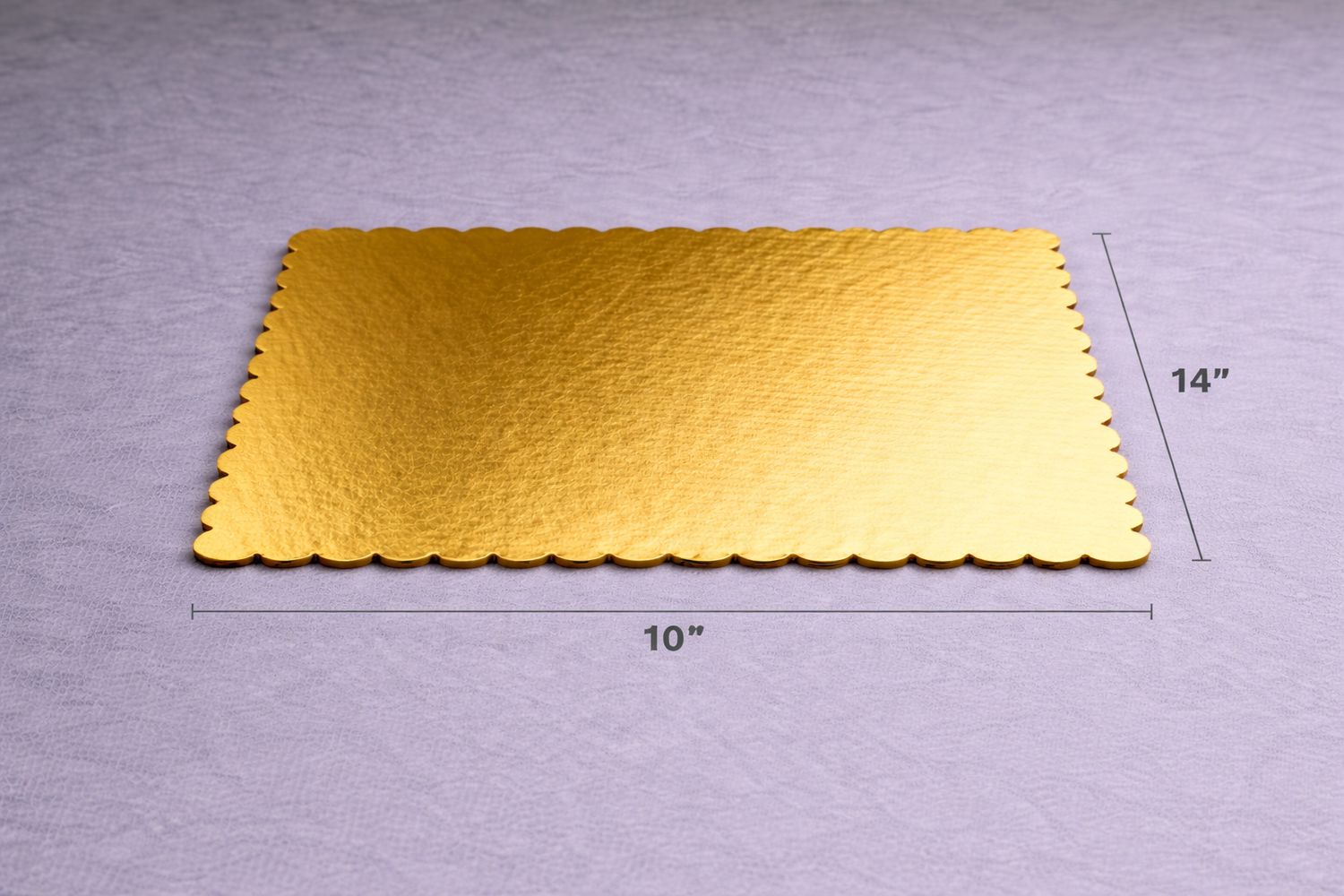 10x14" inch scalloped gold cake board