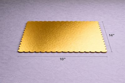 10x14" inch scalloped gold cake board