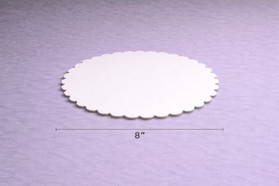 8-inch scalloped white cake board