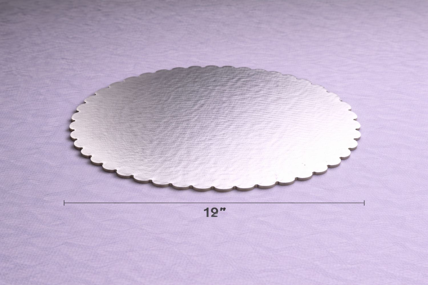 12-inch scalloped silver cake board