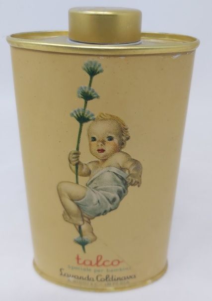 Scatola Latta Talco Speciale Bambini Borotalco 1930/40 Lavanda Coldinava Niggi Imperia