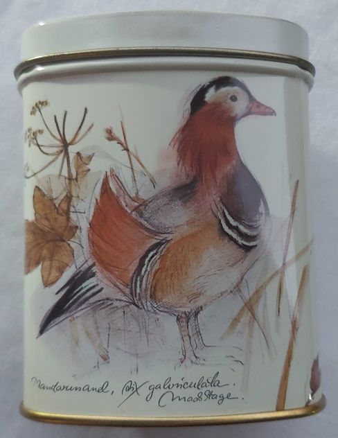 Scatola Latta Tin Box Anatra Mandarina Aix Gareliculata Container Made in England